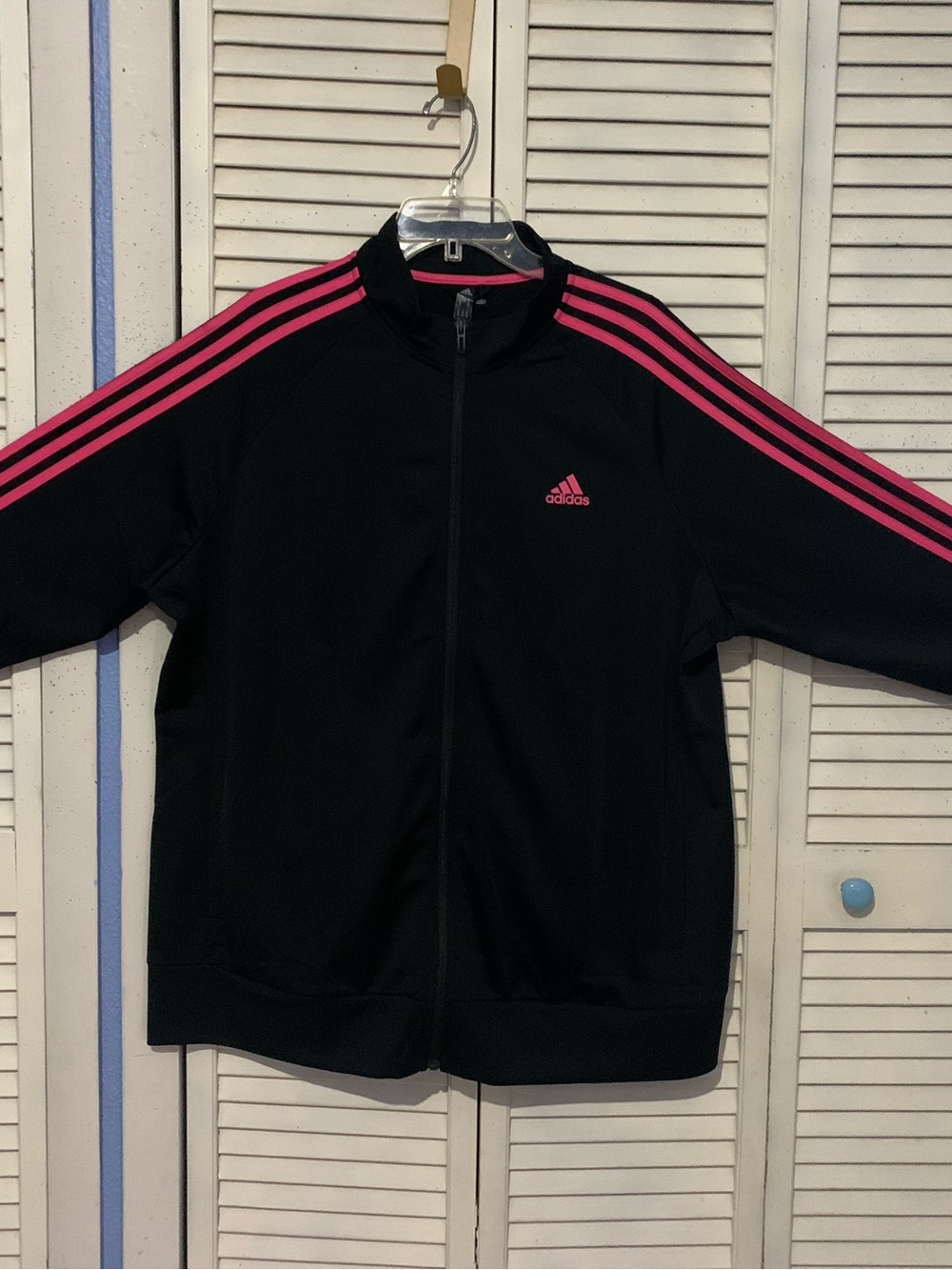 Plus Size 3X Black & Pink Adidas Track Jacket Full Zip